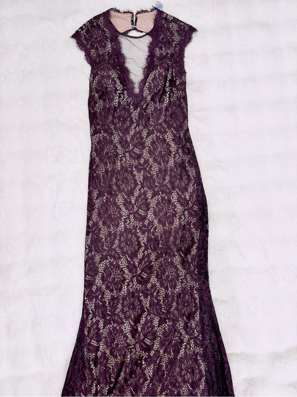 Betsy & Adam Plum Lace Dress with Blush Lining